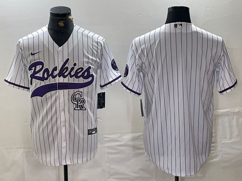 Men Colorado Rockies Blank White Stripe Joint name Nike 2024 MLB Jersey style 2->->MLB Jersey